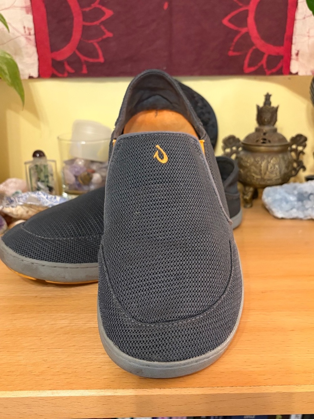 Olukai Nohea Mesh Men's 11 Blue Orange Slip On Slide Boat Deck Summer Comfort